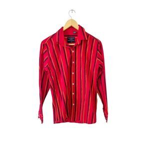 Ted Baker Red Stripe Slim Fit Cotton Button Down Dress Shirt